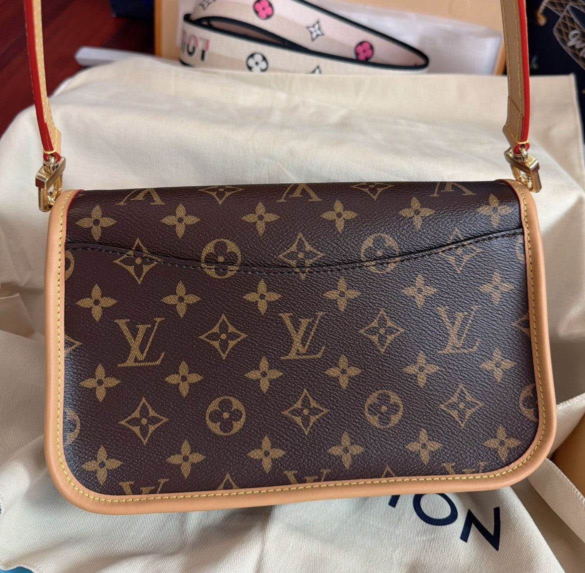 Louis Vuitton Diane Monogram 2Way Shoulder Bag Crossbody Brown Gold Women