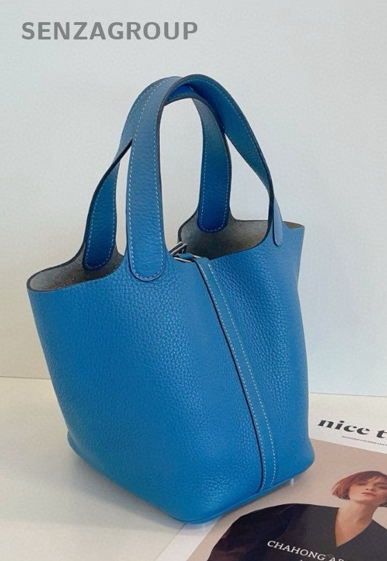 Hermes Piction 18 Double Handle Classic Handbag Women Blue