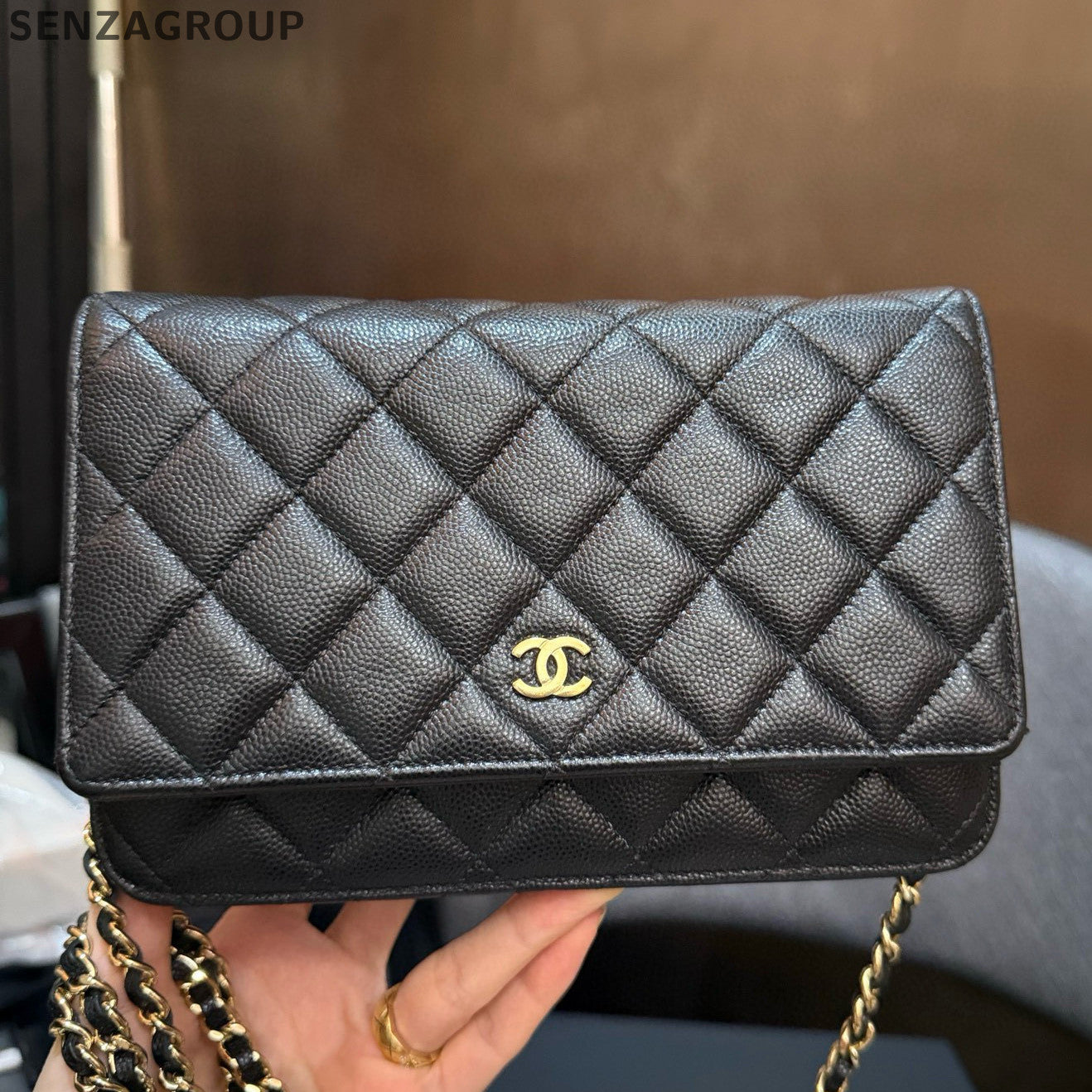 Chanel Black Gold WOC Chain Shoulder Crossbody Bag Quilted Classic