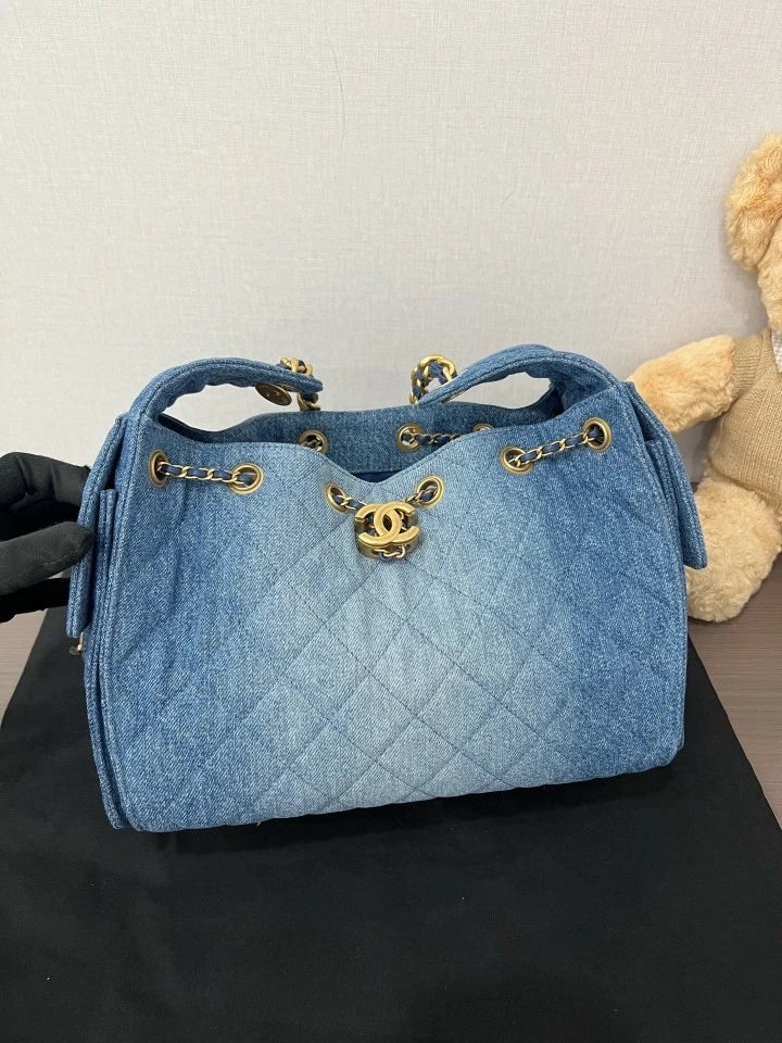 CHANEL 26P Denim Blue Small 25Bag Tote Bag For Women