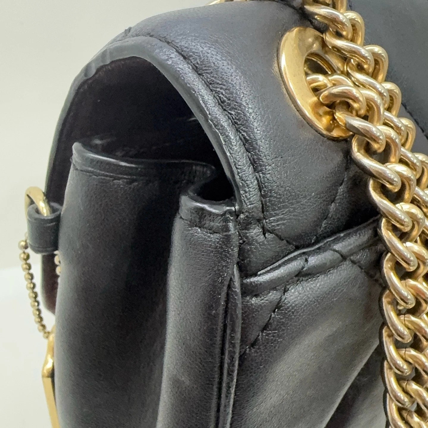 Coach Black Quilted Rivet Leather Shoulder Crossbody Bag For Women