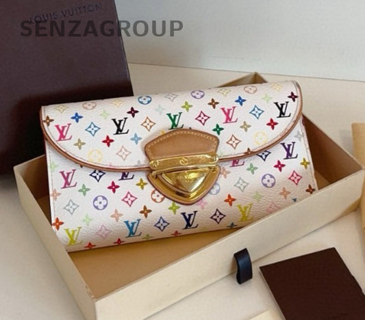 Louis Vuitton Monogram White Multicolor Long Wallet Women Classic Vintage