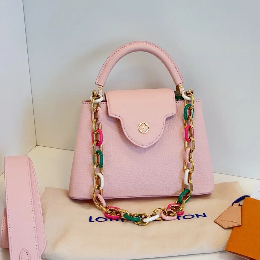 Louis Vuitton Capucines BB Calfskin Colored Chain Top Handle Crossbody Women