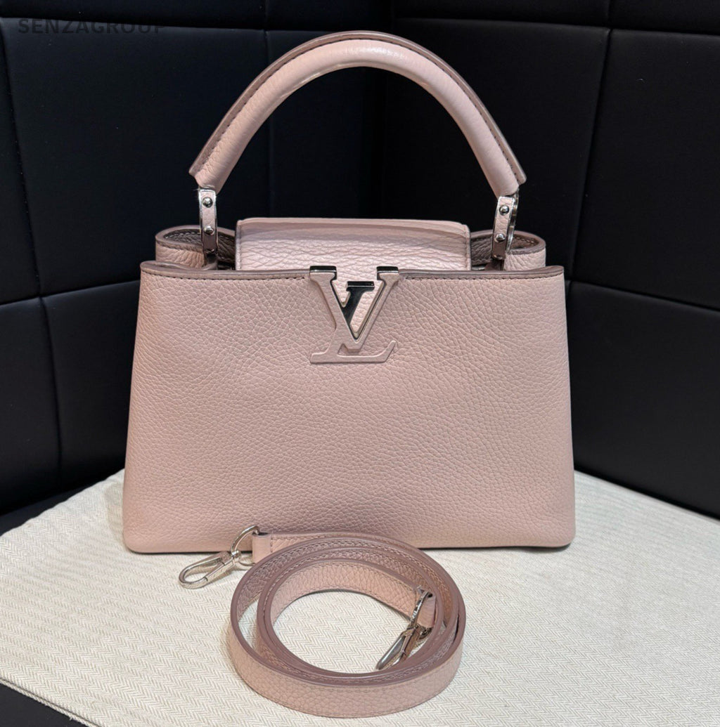 Louis Vuitton Capucines BB Top Handle Bag Crossbody Pink Silver Women Classic