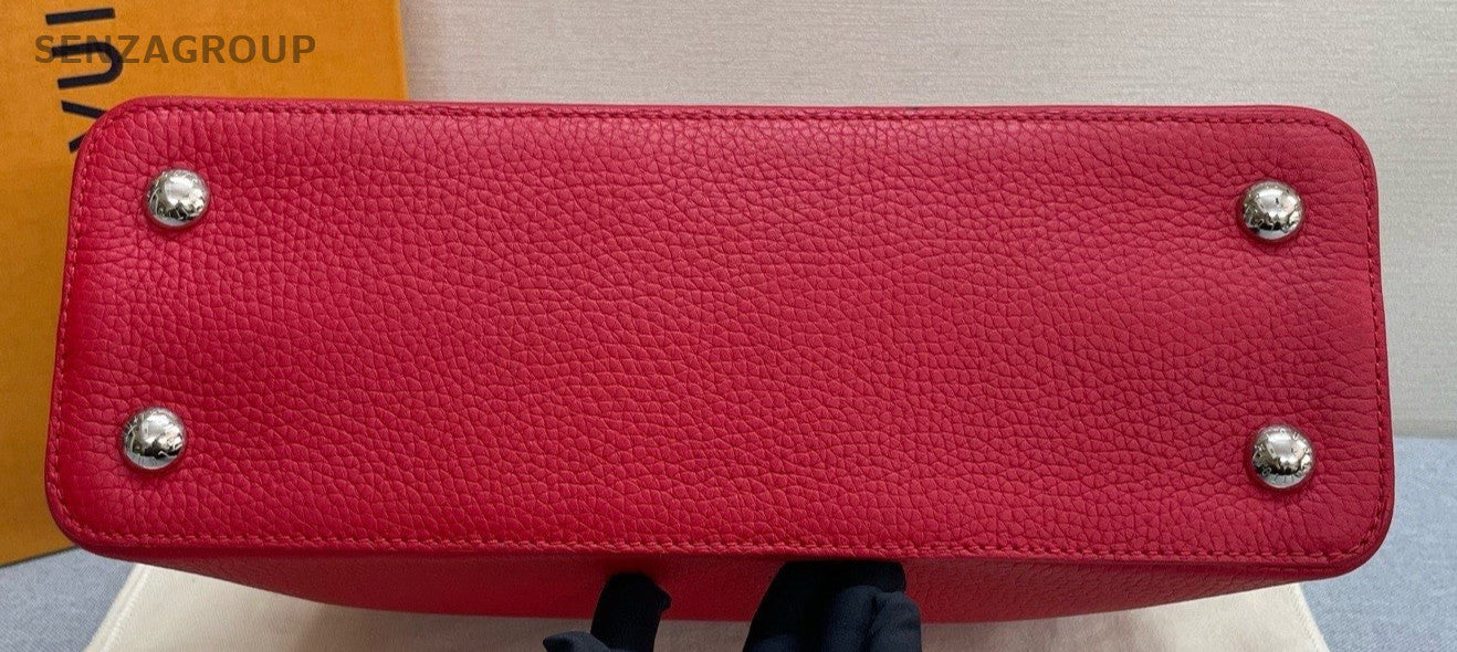 Louis Vuitton Capuchines MM Top Handle Bag Crossbody Red Silver Women Classic