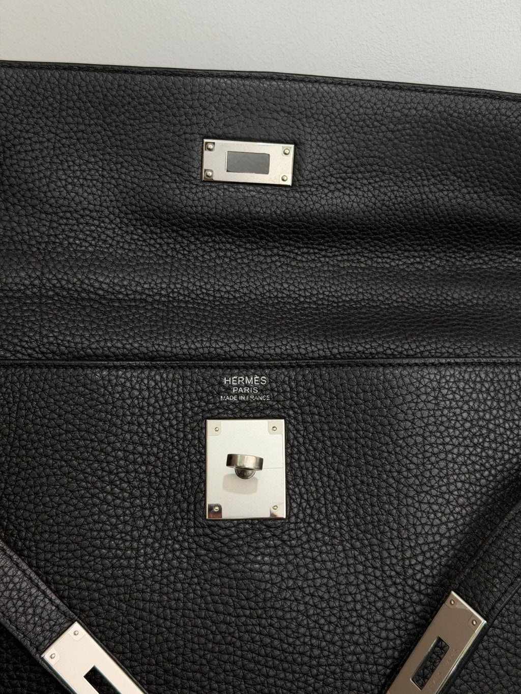 Authentic Hermes Kelly 32 Togo Tote Top Handle Crossbody Bag Black SHD