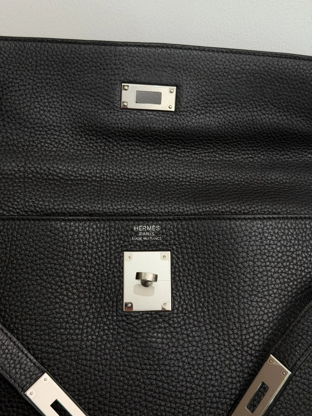 Authentic Hermes Kelly 32 Togo Tote Top Handle Crossbody Bag Black SHD