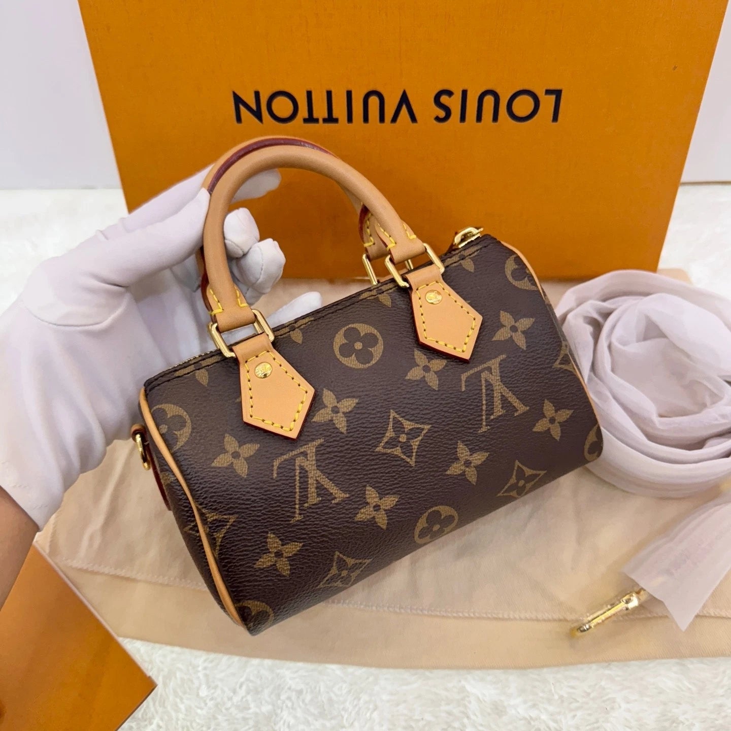 Louis Vuitton 2024 New Speedy Nano Canvas Handbag Shoulder Crossbody Women