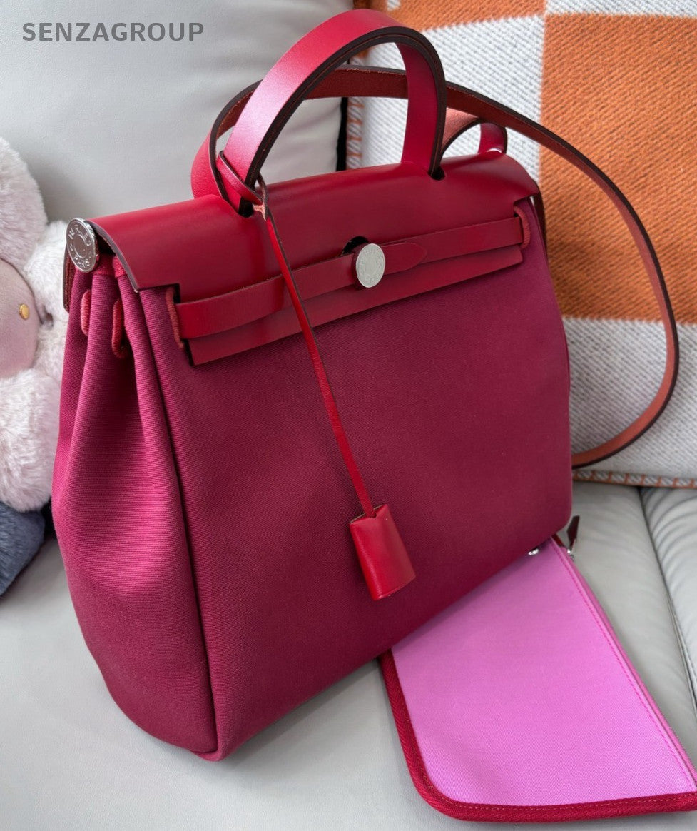 Hermes herbag31 Top Handle Shoulder Crossbody Bag Red Women