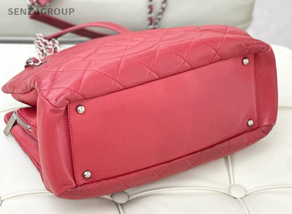 CHANEL 12C Calfskin CC Logo Chain Shoulder bag Red Silver Women