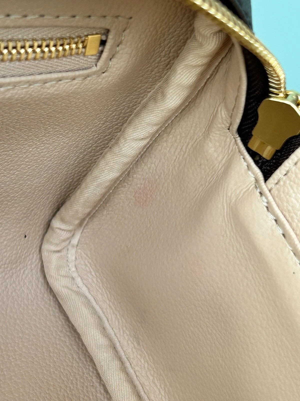 Louis Vuitton Dopp Kit Monogram Clutch Brown Gold Women Classic