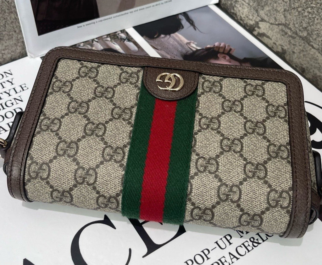 Gucci Ophidia Saddle Shoulder Bag Crossbody Brown Silver Unisex Adults Classic