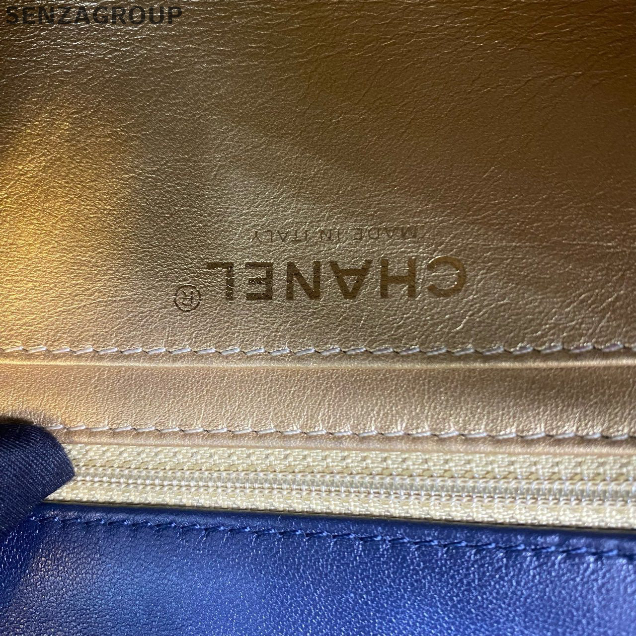 Chanel Classic Flap Mini Blue Gold Chain Crossbody Bag for Women