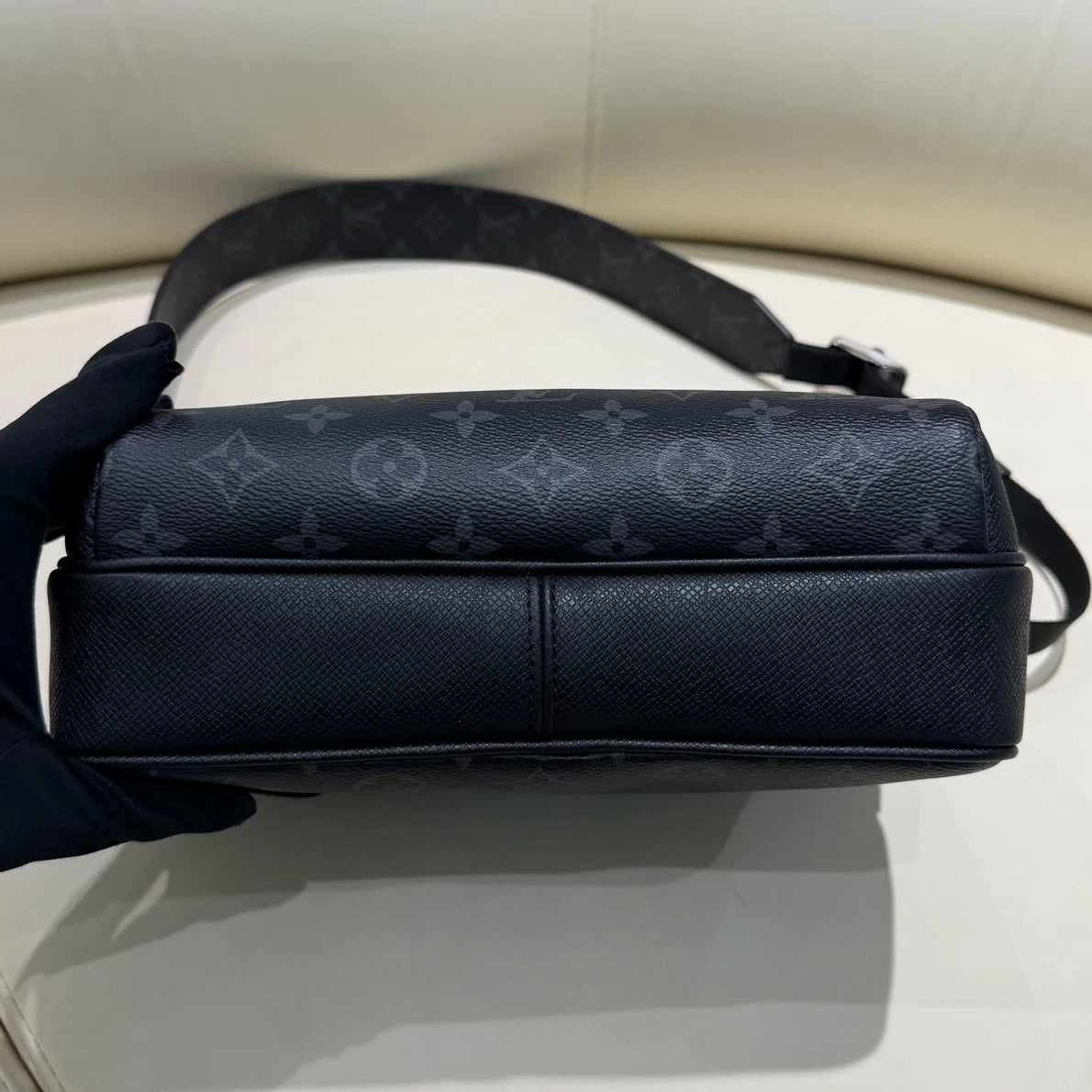 Louis Vuitton Outdoor Monogram Canvas Calfskin Black Shoulder Bag Crossbody SHW