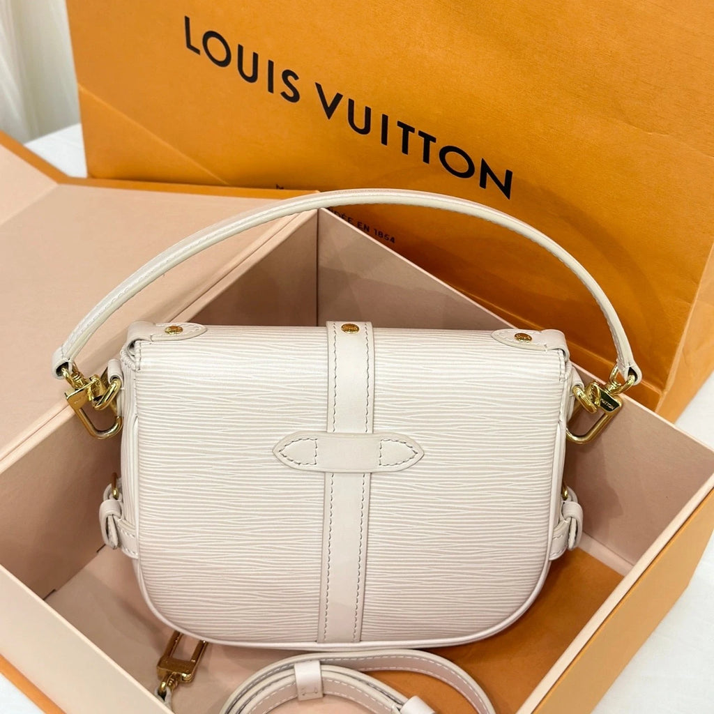 Louis Vuitton White Leather Saumur BB Crossbody Bag For Women