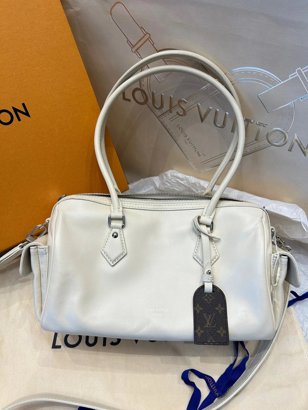 Louis Vuitton Speedy Cargo Vanilla Lambskin Shoulder Handbag For Women