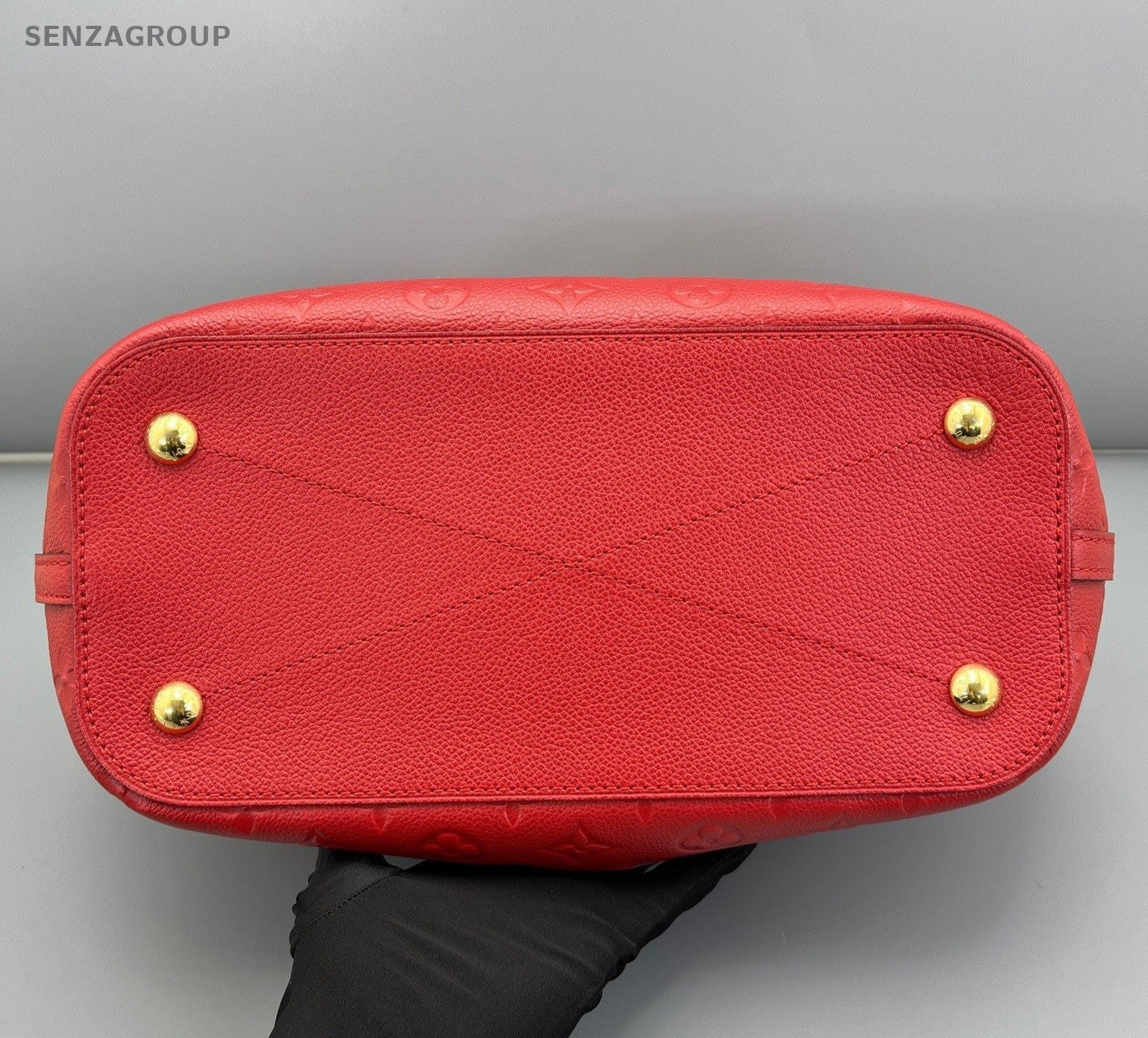 Louis Vuitton Monogram Empreinte 2Way Top Handle Bag Crossbody Red Gold Women