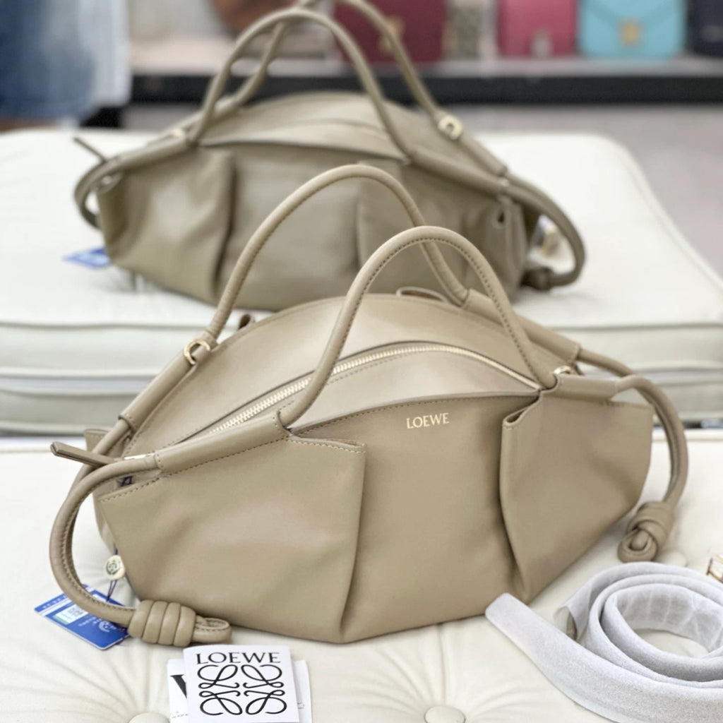 Loewe Paseo PM Calfskin Top Handle Crossbody Bag Beige Women Fashion S