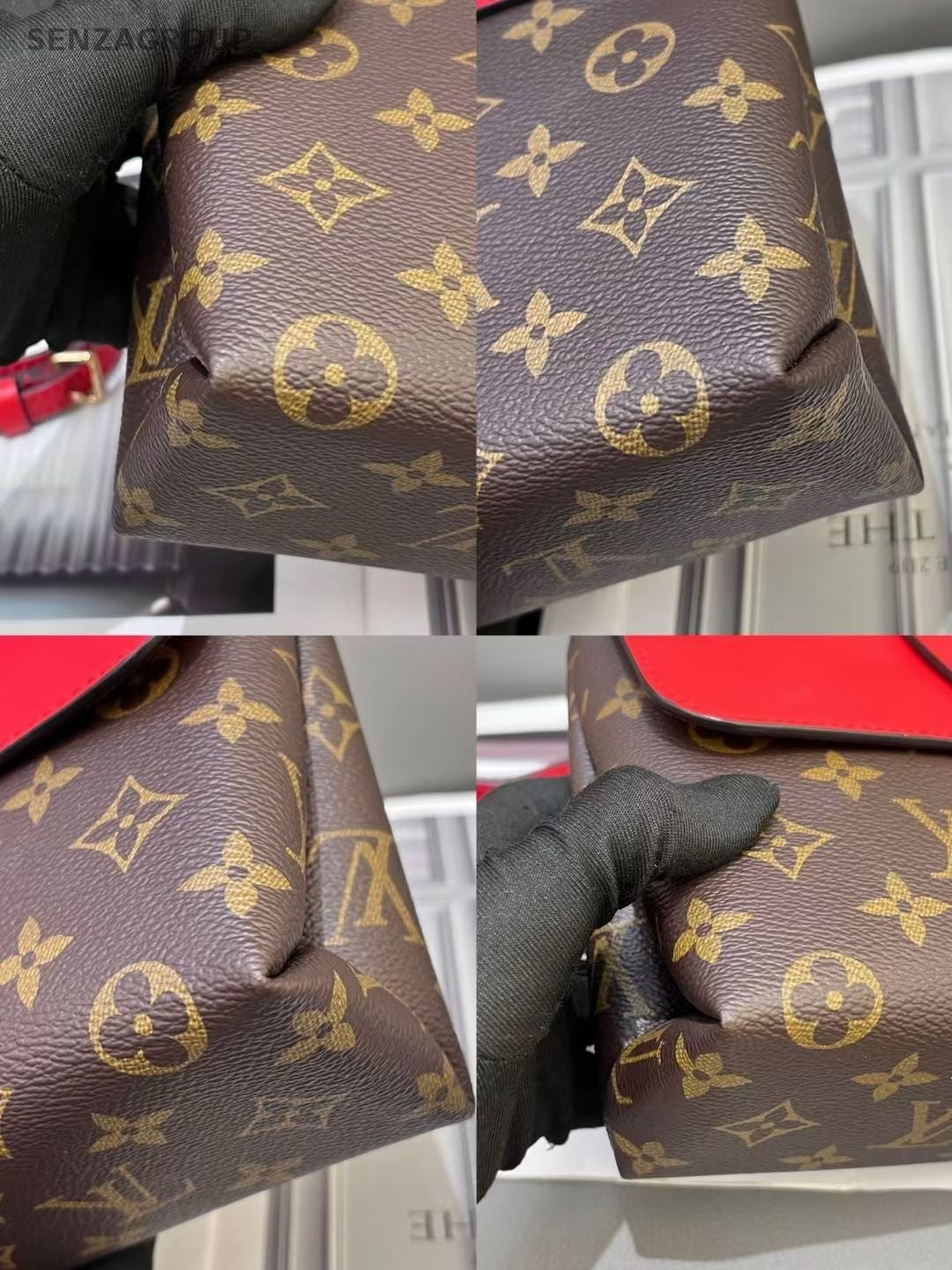 Louis Vuitton Locky BB Monogram Top Handle 2way Shoulder Handbag Women Red