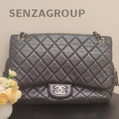 Chanel Classic Flap Jumbo Black Silver Chain Shoulder Bag