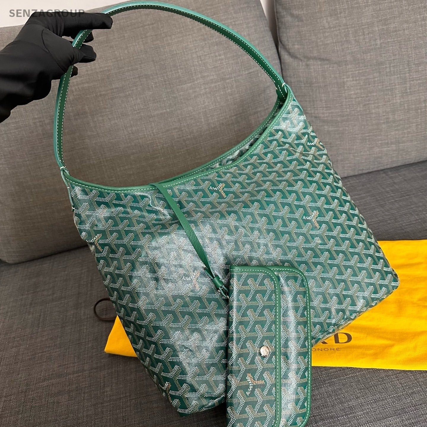 Goyard Hobo 2Way Top Handle Bag Shoulder Bag Green Silver Women Classic