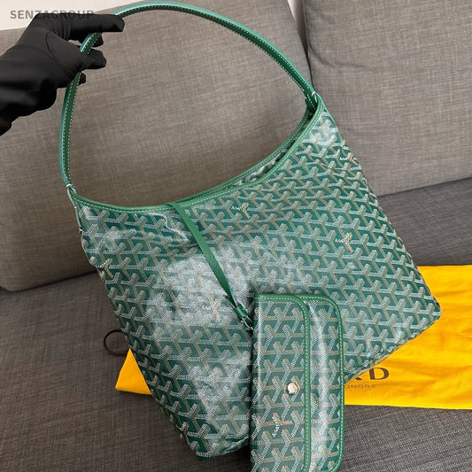 Goyard Hobo 2Way Top Handle Bag Shoulder Bag Green Silver Women Classic