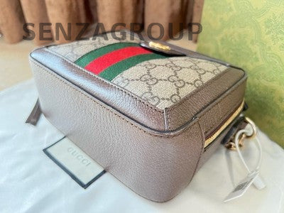 Gucci Ophidia GG Supreme Small Chain Shoulder Crossbody Bag Brown Gold