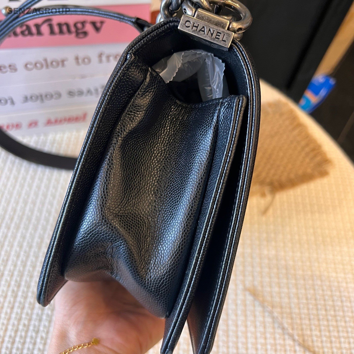 Chanel Leboy Chain Shoulder Bag Crossbody Diamond Black Silver Women Classic