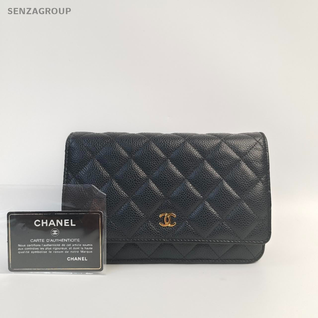 SJ0001 CHANEL CC Wallet on Chain WOC Black