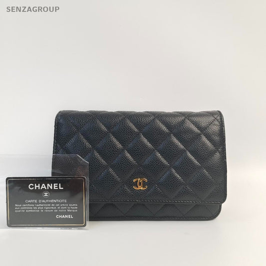 SJ0001 CHANEL CC Wallet on Chain WOC Black