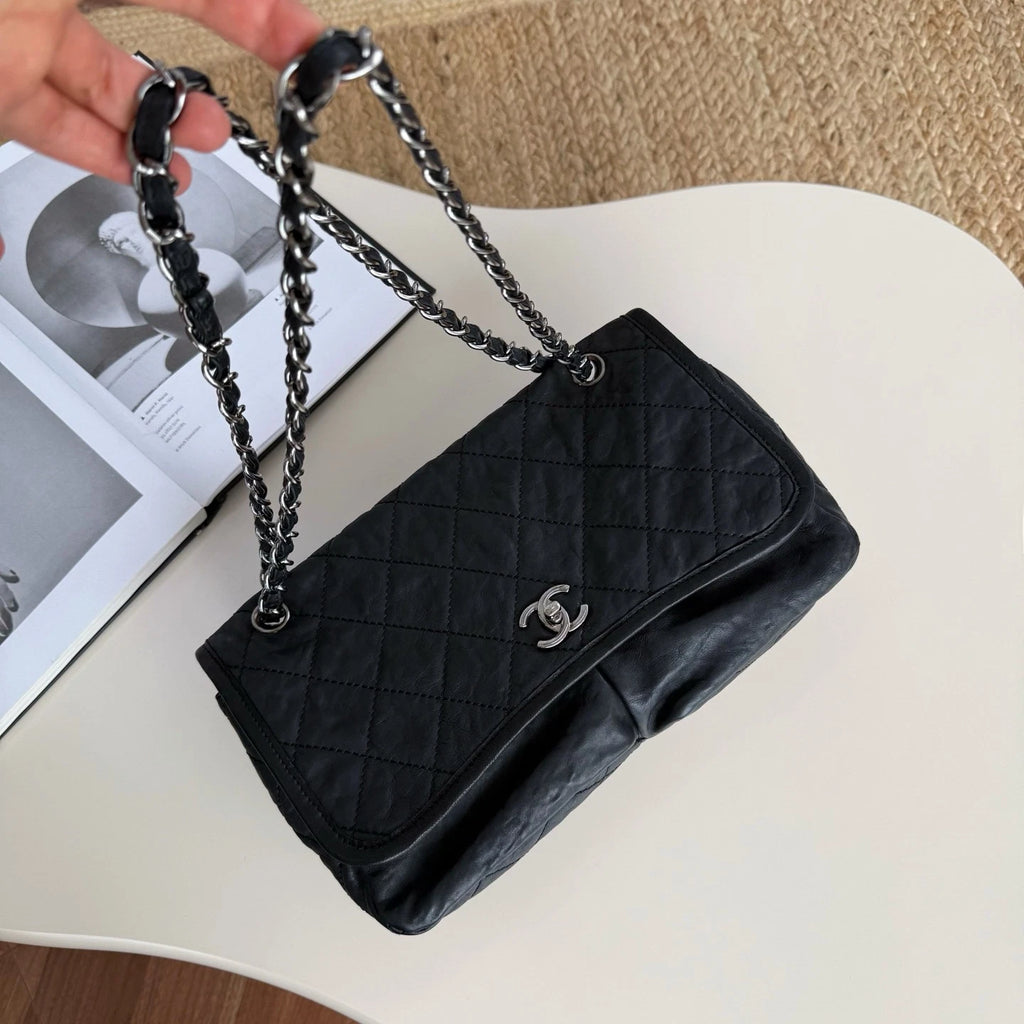 Chanel Airport Series Double Pocket Shoulder Bag Daily Crossbody Tote Black