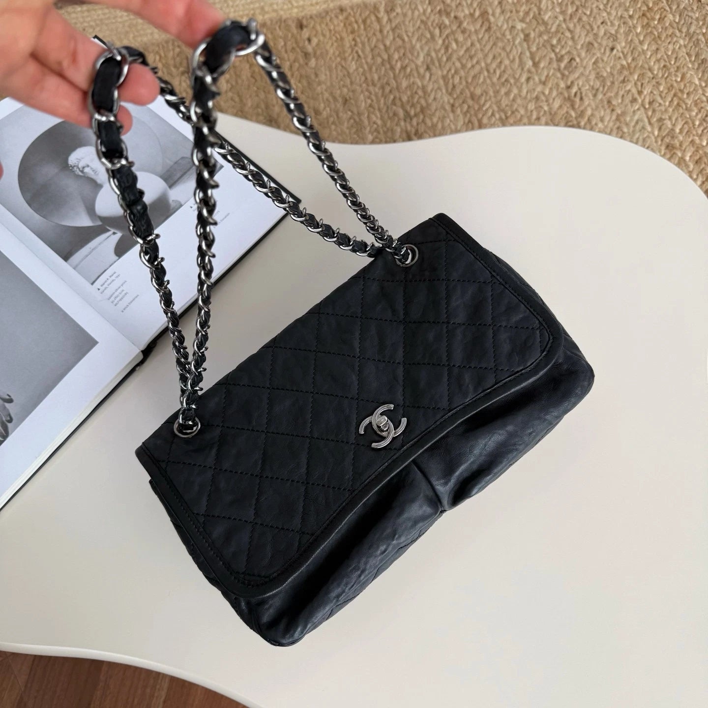 Chanel Airport Series Double Pocket Shoulder Bag Daily Crossbody Tote Black