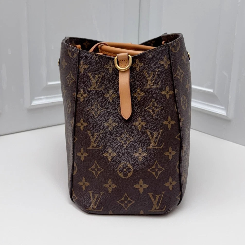 Louis Vuitton Montaigne MM Monogram Top Handle Crossbody Brown Gold Women