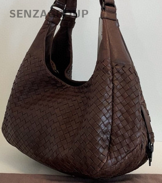 Bottega Veneta Intrecciato PM Hobo Top Handle Shoulder Bag Brown Women Classic