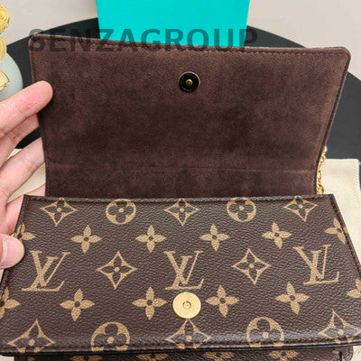 Louis Vuitton Monogram Lily Chain Shoulder Bag Brown Gold Hardware