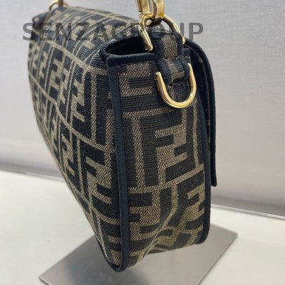 Fendi Medium Black Gold Tote Shoulder Bag - Classic Fashion Women
