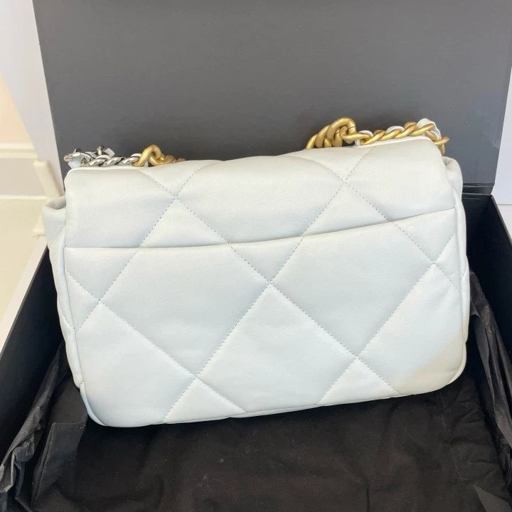 CHANEL 19Bag Baby Blue Lambskin Shoulder Bag For Women