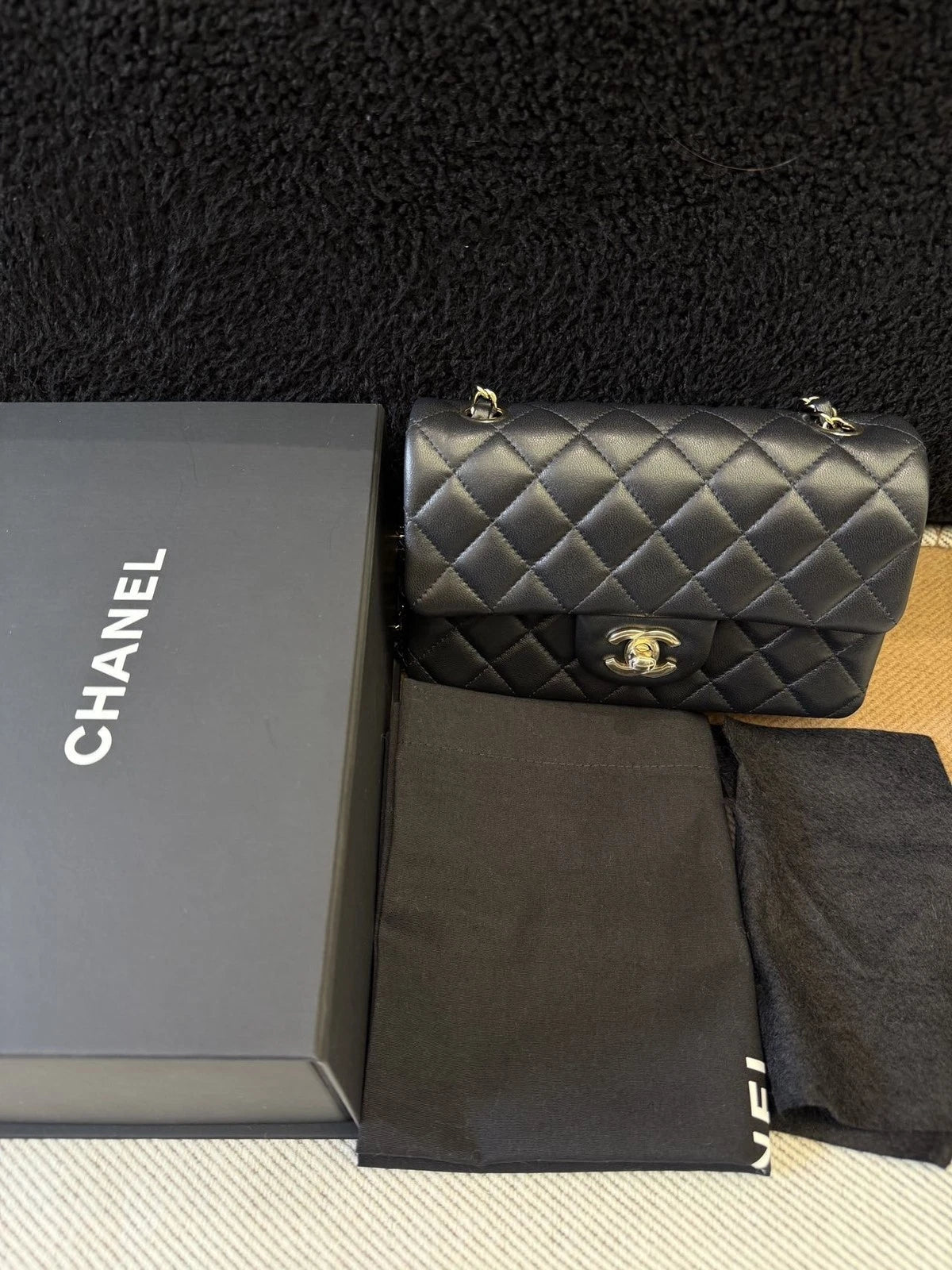 CHANEL Black Lambskin Mini CF Shoulder Bag For Women