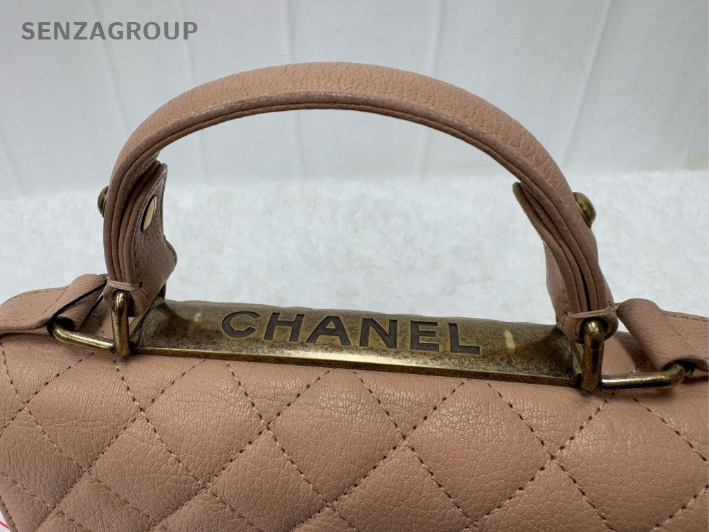 Chanel 2.55 Chain Diamond Top Handle Bag Crossbody Pink Gold Women Classic