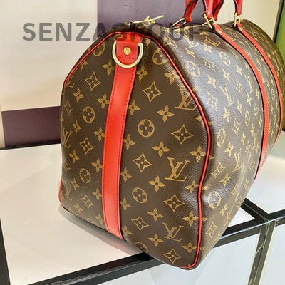 Louis Vuitton Keepall 50 Monogram Red Travel Bag Unisex Hand Carry