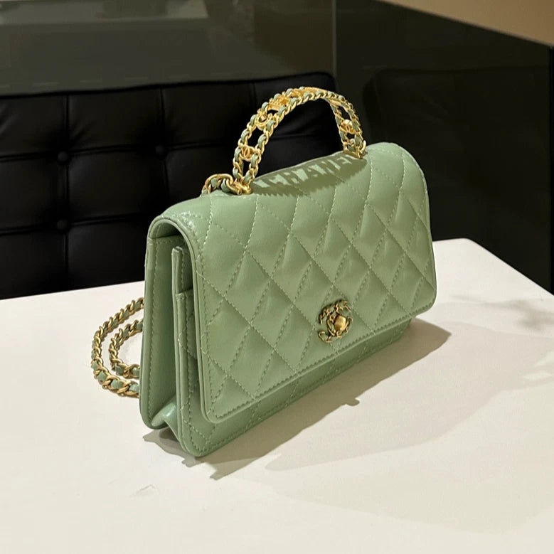 Chanel Green Top Handle WOC Wallet On Chain Crossbody Bag