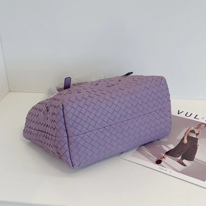 Bottega Veneta Intrecciato Tote Top Handle Shoulder Bag Purple Women Classic