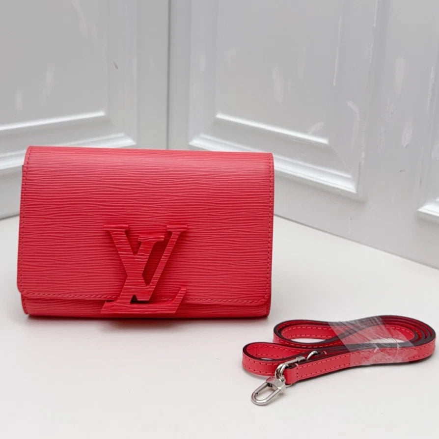 Louis Vuitton Pivoine Epi Woc Calfskin Shoulder Bag Red Silver Hardware