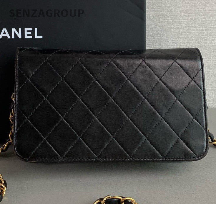 Chanel WOC Vintage Lambskin Chain Shoulder Bag Crossbody Black  Women Classic