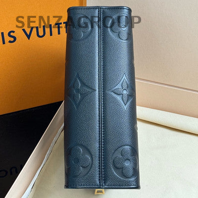 Louis Vuitton OnTheGo Black Leather Tote Shoulder Bag Women's Classic