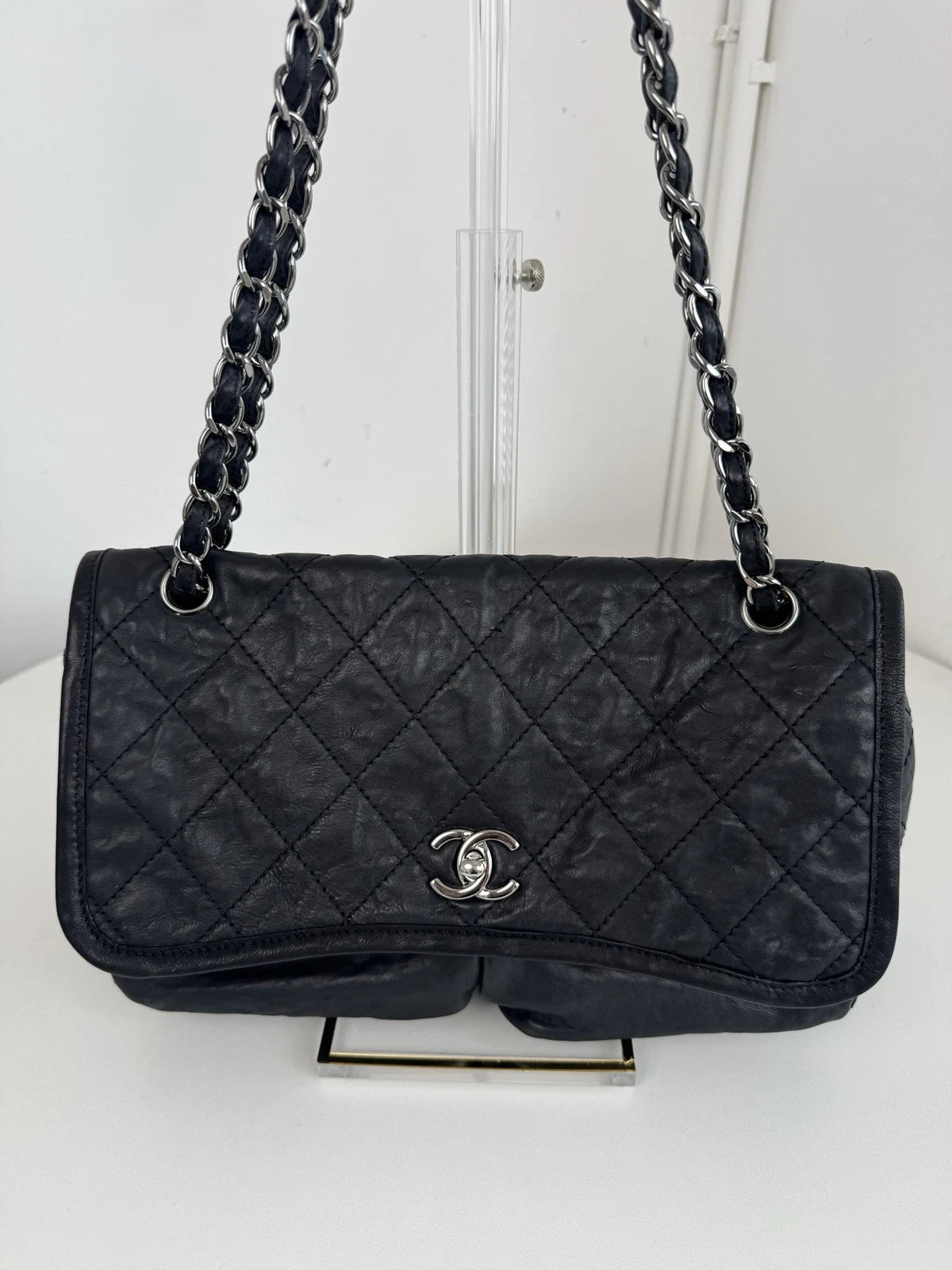 Chanel Airport Series Double Pocket Shoulder Bag Daily Crossbody Tote Black