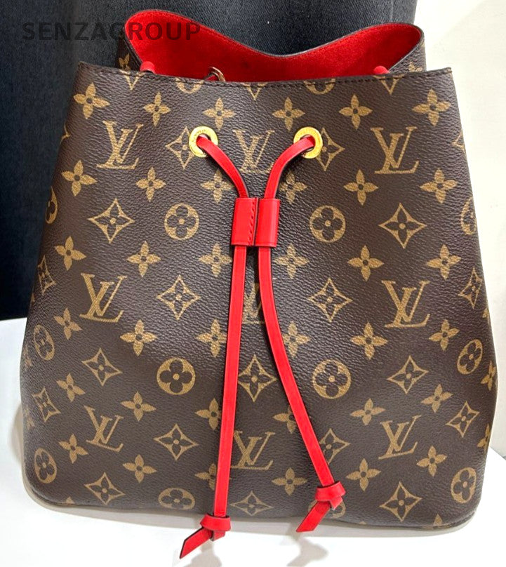 LOUIS VUITTON NeoNoe Monogram Bucket Drawstring Shoulder bag Women Red Crossbody