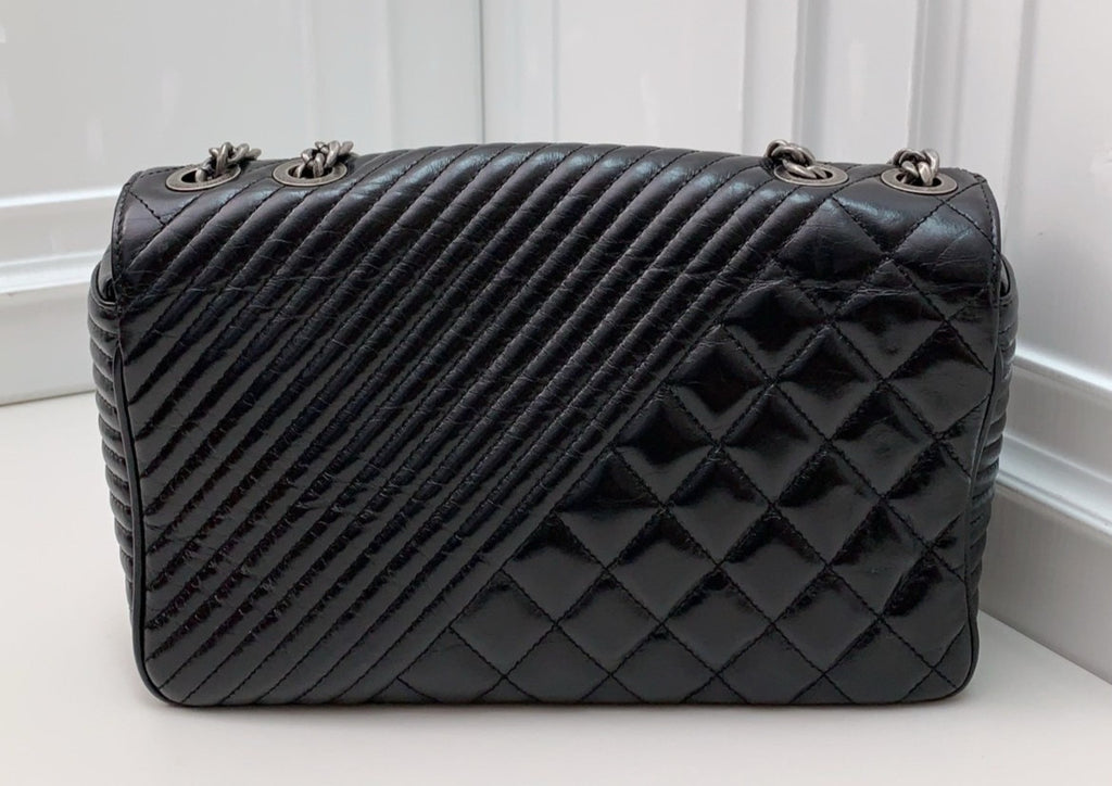 CHANEL CC Calfskin Vintage Chain Shoulder bag Black Silver Women