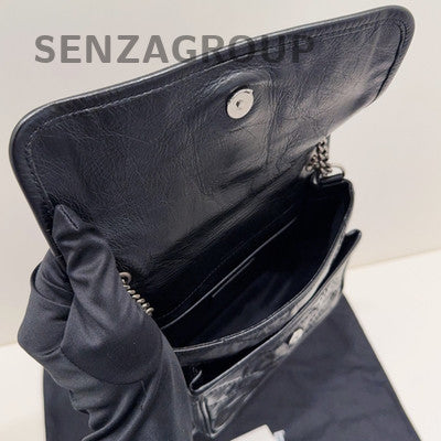 Saint Laurent YSL Niki Baby Chain Shoulder Bag Black Silver Small