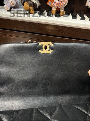 Chanel 19 Large Black Gold Chain Shoulder Bag Classic Quilted
